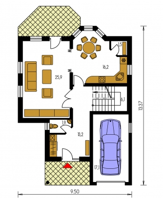 Mirror image | Floor plan of ground floor - KLASSIK 152